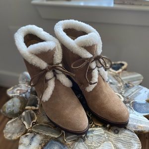 Anthropologie Suede Wedge Boots